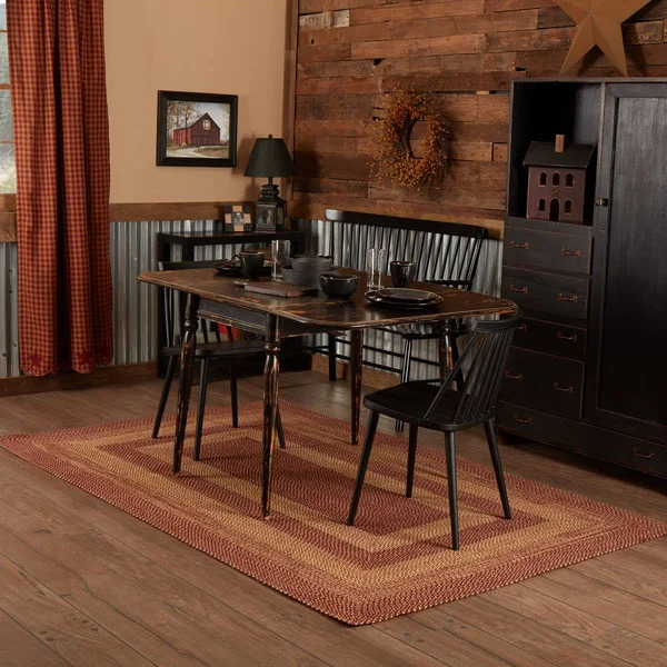 VHC Brands Burgundy Tan Jute Rug