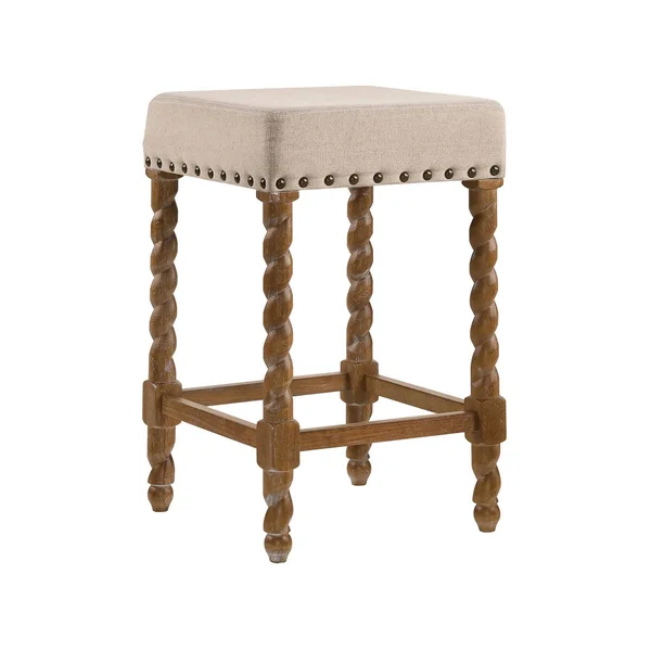 24x22 Cadmus Counter Height Barstool Natural Oak/Beige - Carolina Chair & Table