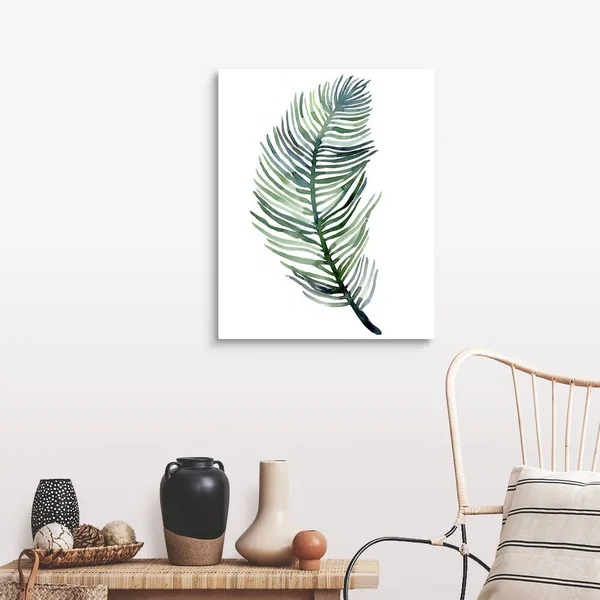 Watercolor Palm Leaves III - Large Solid-Faced Canvas Wall Art Print, Great Big Canvas