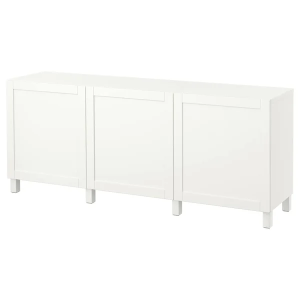 IKEA - BESTÅ Storage Combination with Doors - White/Hanviken/Stubbarp White, 70 7/8x16 1/2x29 1/8