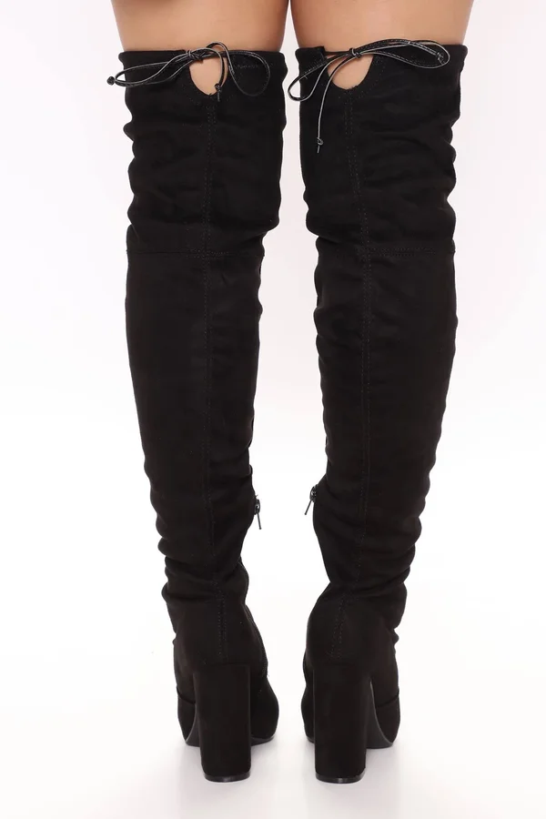 Womens It&s My Time Over The Knee Boots in Black Size 5.5 by Fashion Nova
