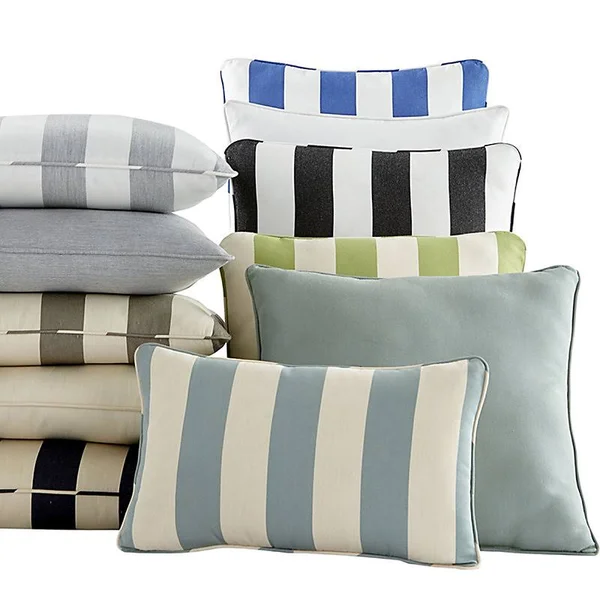 Outdoor Throw Pillow Canopy Stripe Black/Sand 16x22 x 16x22 - Ballard Designs