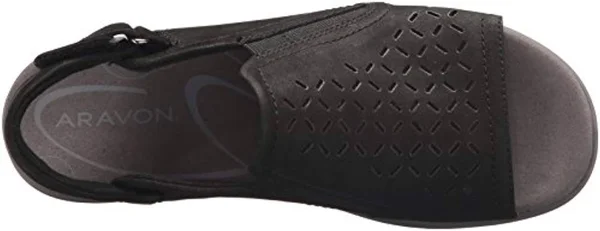 Aravon Beaumont Peep Sling Women's Shoes - Black, 6.5
