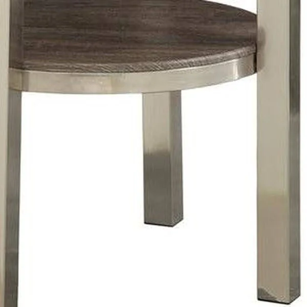 Acme 80387 Elwyn End Table - Walnut & Brushed Nickel