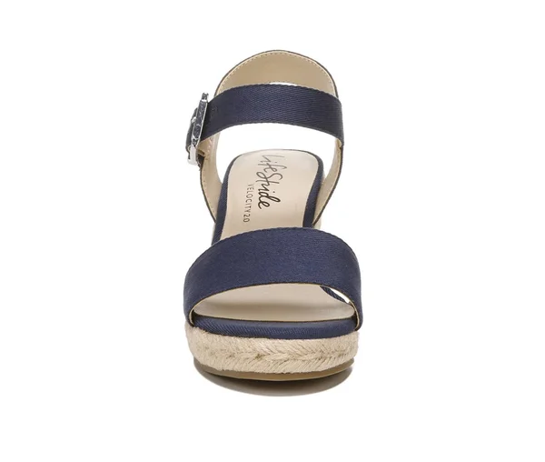 LifeStride Tango 2 Women's Espadrille Wedge Sandals - Size: 8.5 Wide, Blue