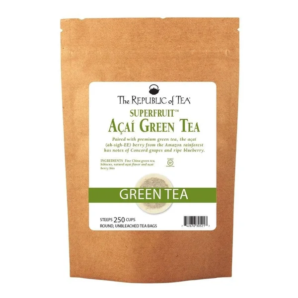 The Republic of Tea Organic Acai Green Superfruit Tea - 250 Tea Bag Bulk, Premium