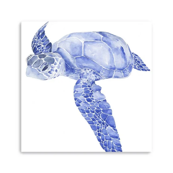 Ultramarine Sea Turtle I Canvas Giclee Blue 3&4x22 x 3&4x22, Polyester