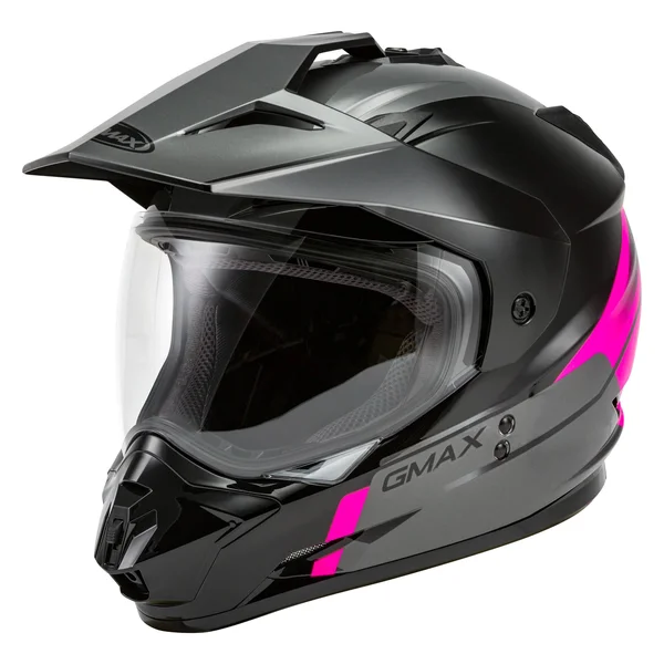 GMAX GM-11 Dual-Sport Scud Helmet Black/Pink/Grey