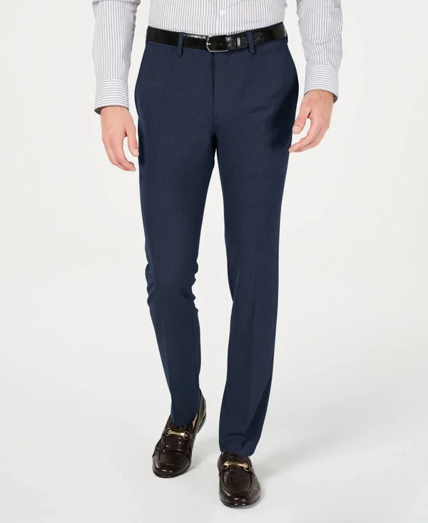 Kenneth Cole Stretch Solid Skinny Fit Flex Waistband Flat - Shoe Front Dress Pant