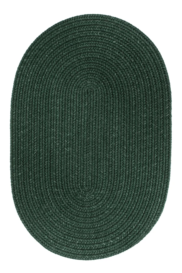 Rhody Rug Solid Hunter Green Wool 2x8 Oval