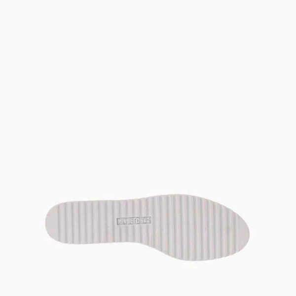 Women's Minnetonka Deerskin Gore Front Crepe Sole, Size: 10, White