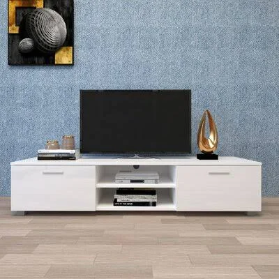 Wrought Studio White TV Stand for 70 inch TV Stands - Media Console Entertainment Center television Table, 2 Storage Cabinet with, 63 x 15.7 x 13.8in