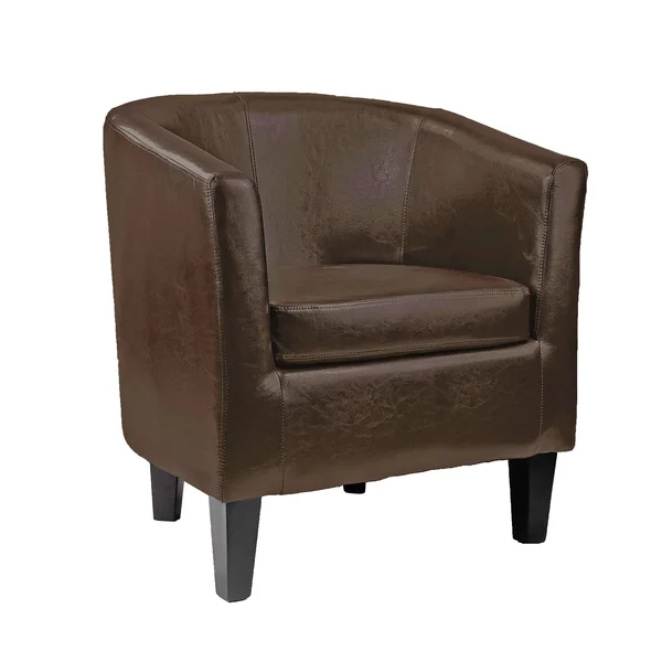 CorLiving Antonio Bonded Leather Tub Chair, Dark Brown