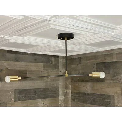 Ove 2 - Light Kitchen Island Linear Pendant Mercer41 Finish: Black/Brass