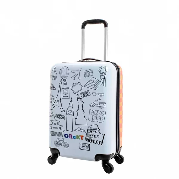 Crckt 21x22 Kids& Drawable Hardside Carry on Spinner Suitcase - Travel Icons