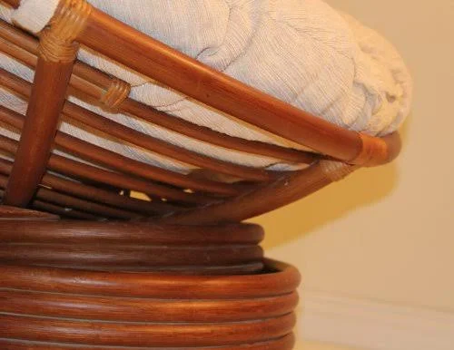 Rattan Wicker Swivel Rocking Round Papasan Chair with Cushion Colonial (Light Brown) - Size: 40\H x 46\W x 40\D, Other