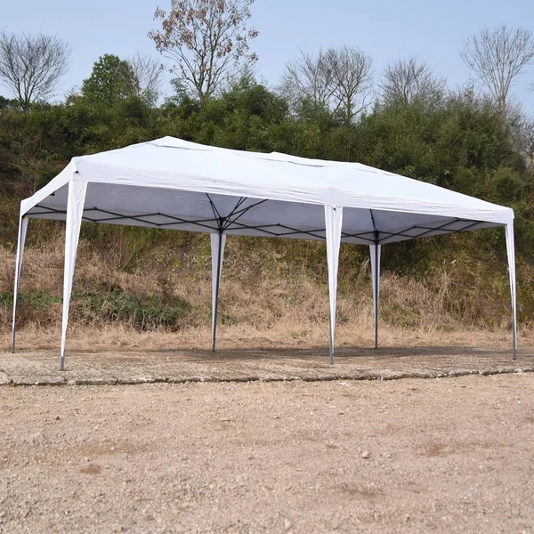 Outsunny 10& x 20& Party Wedding Outdoor Patio Tent Canopy Heavy Duty Gazebo Pavilion with 4 Removable Sidewalls - White