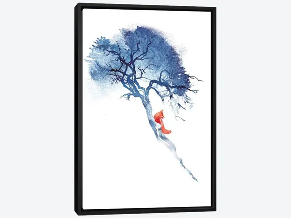 Framed Canvas Art - There&s No Way by Robert Farkas ( Animal Art > Wildlife > Foxes art)