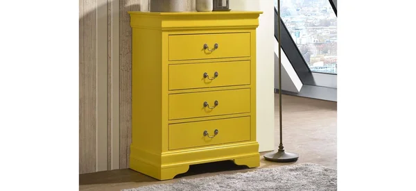 Glory Furniture Louis Phillipe G3102-BC 4 Drawer Chest - Yellow