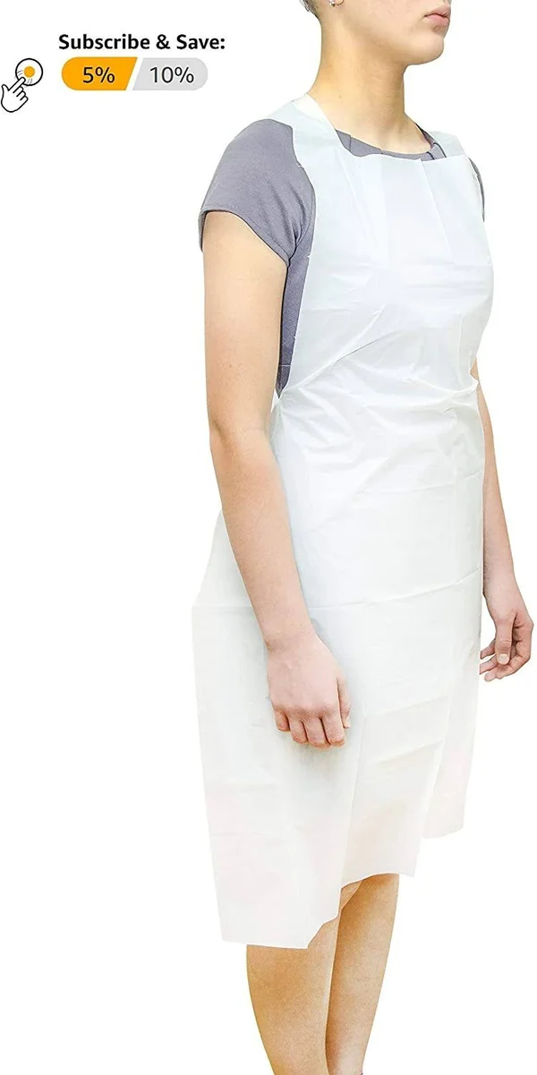 1000 Pack White PE Aprons 28 x 46 INCHES. 2 Mil Disposable Polyethylene Aprons. Unisex Liquid-Proof Workwear. White Protective U