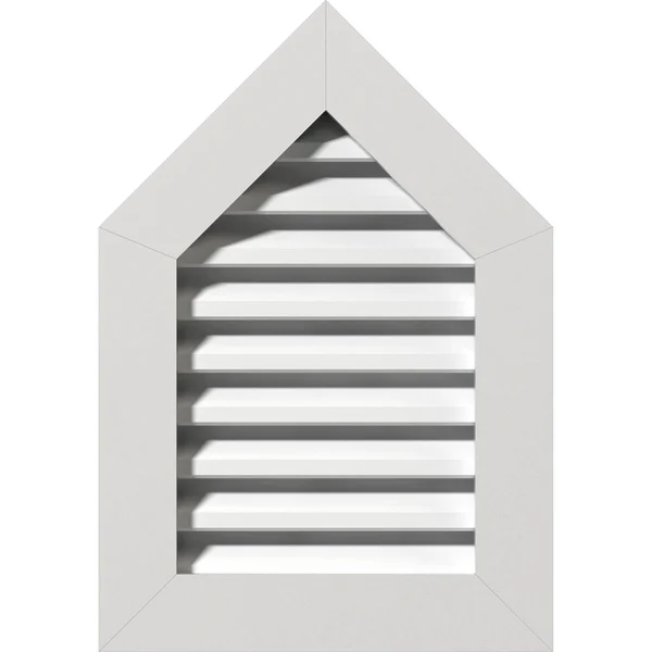 12 inchw x 34 inchh Peaked Top Gable Vent (17 inchw x 39 1/8 inchh Frame Size) 10/12 Pitch: Functional - PVC Gable Vent w/ 1 inch