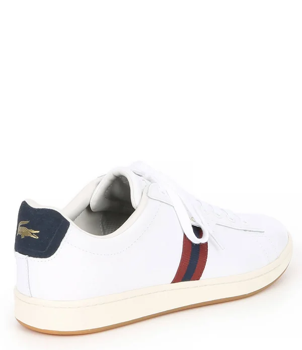 Lacoste Men's Carnaby Evo Tricolor Leather Sneakers : Navy/Dark Red