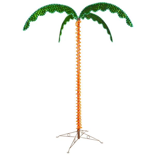 Wintergreen Corporation 7& Deluxe Tropical LED Rope Light Palm Tree with Lighted Holographic Trunk and Fronds