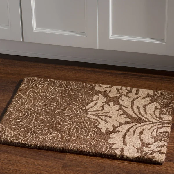 Linon Florence Damask Wool Rug, Brown