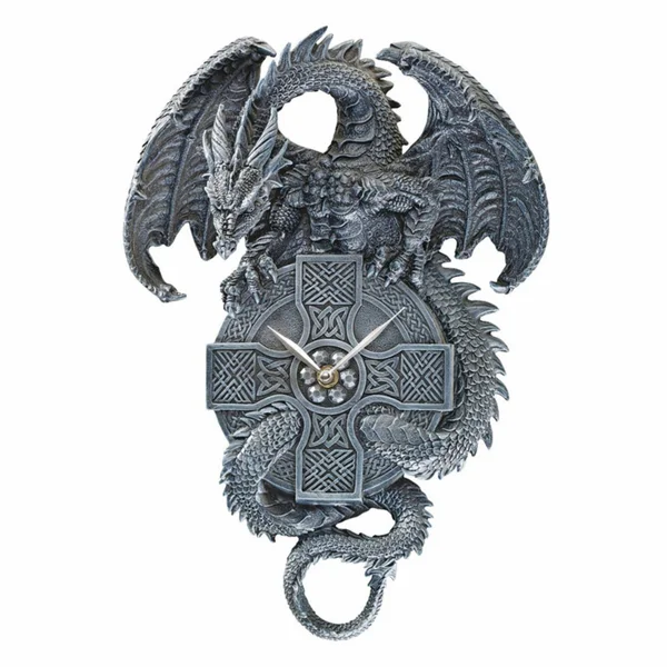 Design Toscano The Celtic Timekeeper Sculptural Dragon Wall Clock