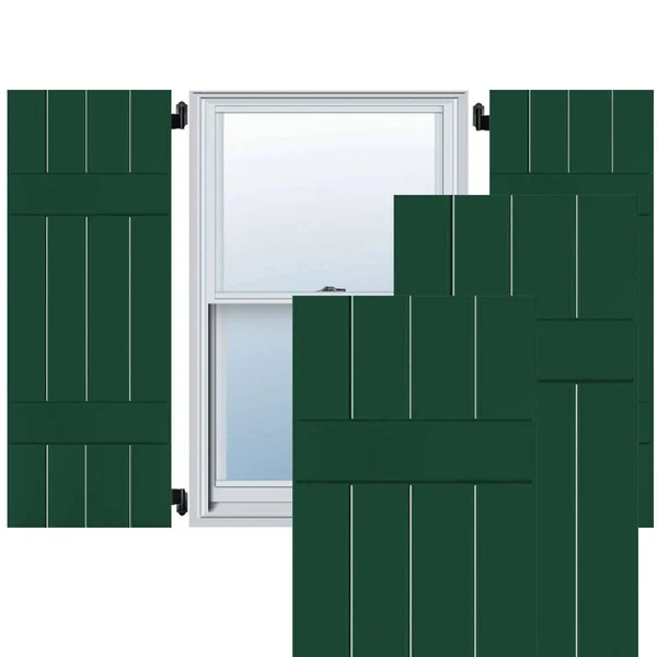 Noralco Industries - Inc. RWB15X034CGP 15x22W x 34x22H Exterior Four Board (2 Batten) Real Wood Pine Board-n-Batten Shutters (Per