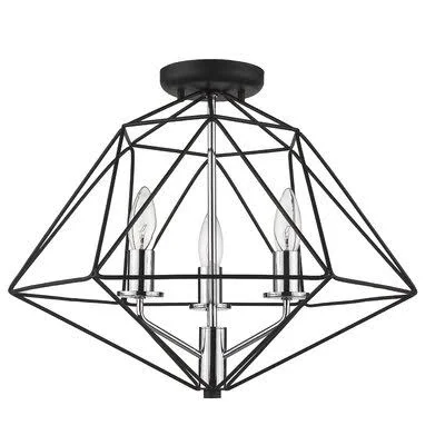 Kiger 3 - Light 18x22 Caged Geometric Flush Mount Wrought Studio