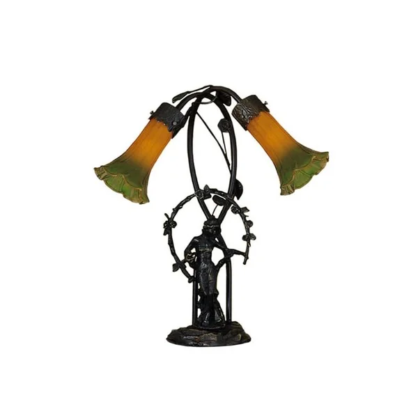 Meyda Tiffany-17x22H Trellis Girl Lily Amber and Green 2 LT Accent Lamp-11805