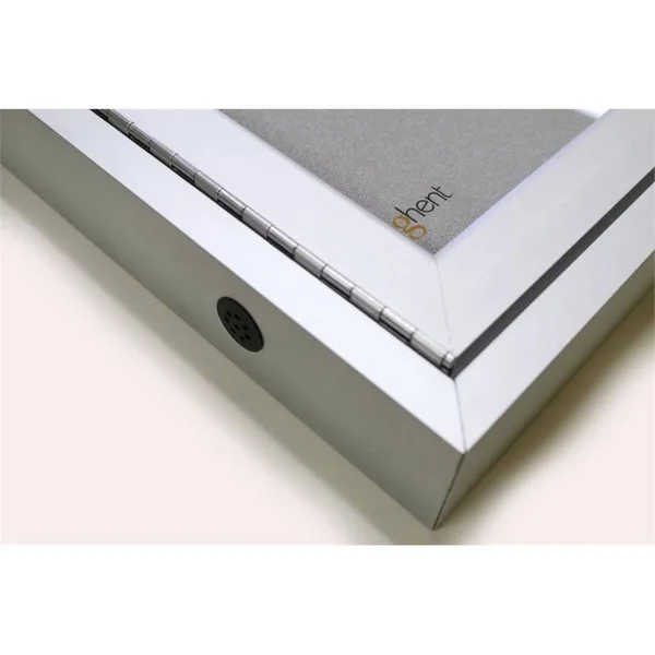 Ghent 36x22x24x22 1-Door Satin Aluminum Frame Enclosed Vinyl Bulletin Board - Stone