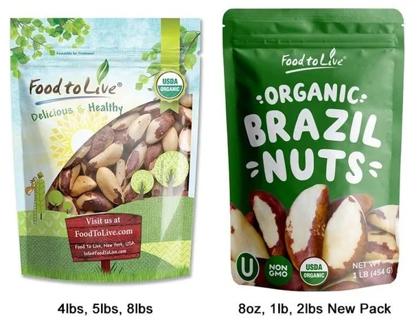 Food to Live Organic Brazil Nuts Raw No Shell 4 Pounds