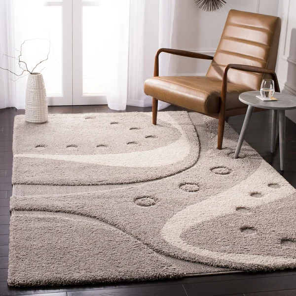 Safavieh Florida Shag Riet Abstract Rug - 6&7x22 x 6&7x22 Round - Brown/Ivory