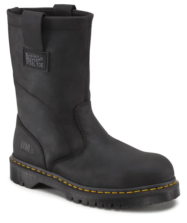 Dr. Martens - Icon 2295 Greasy Leather Steel Toe Work Boots in Black, Size M 6/W 7