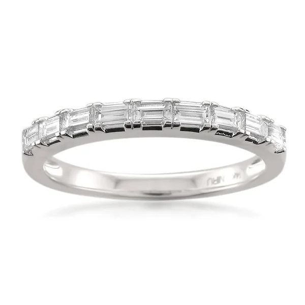 Montebello 14kt Gold 1/2ct TDW Baguette-cut Diamond Wedding Band White Rose 5