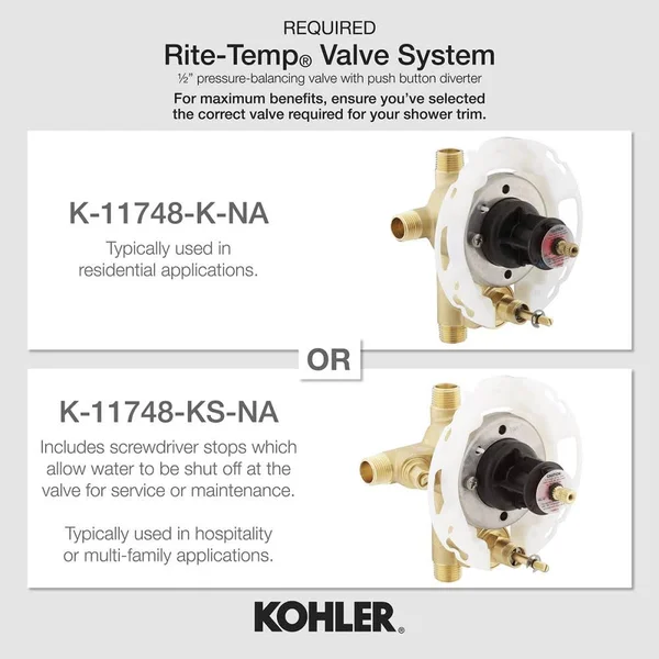 Kohler T16233-4L-CP Margaux Rite-Temp Bath and Shower Trim Set with Push-Button Diverter and Lever Handle, Less Showerhead - Pol
