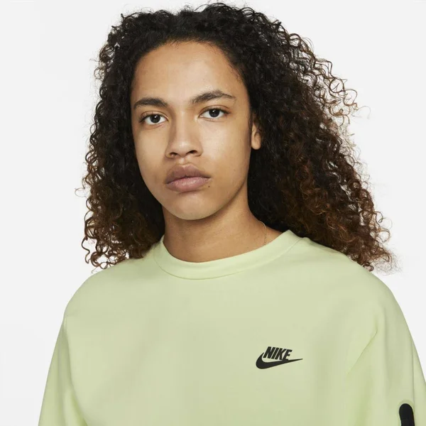 Nike Men's Sportswear Tech Crewneck Fleece - Large, Lime Ice/Black