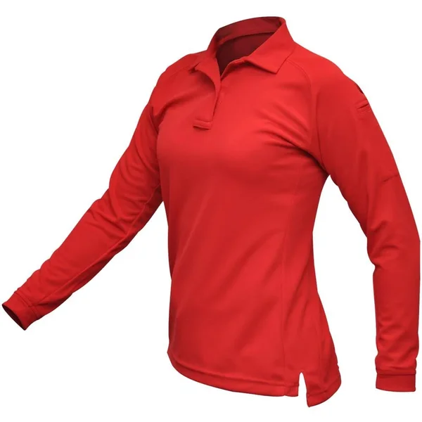 Vertx Coldblack Women's Long Sleeve Polo - Red, Small