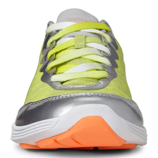 Vionic with Orthaheel Technology Women's Fyn Active Sneaker, Grey/Yellow, US 10 M
