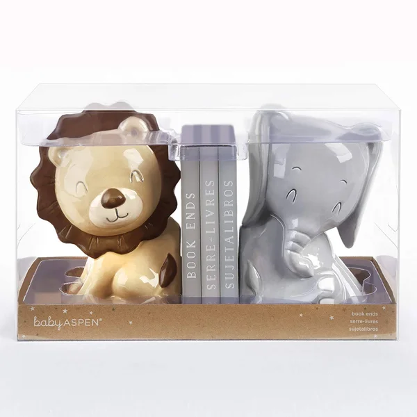 Baby Aspen Ceramic Safari Bookends