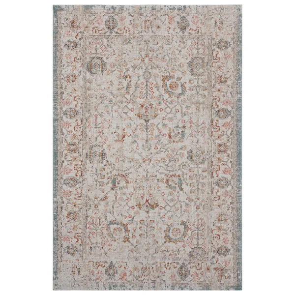 LR Home Antiquity Beige/Cream Caramel Botanical Indoor/Outdoor Area Rug