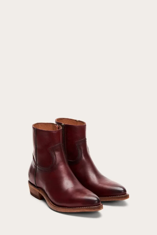 Frye Billy Inside Zip Leather Bootie 8.5, Red