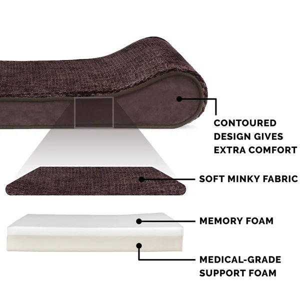 FurHaven Pet Bed, Memory Foam Minky Plush & Velvet Luxe Lounger Dog Bed - Jumbo - Gray