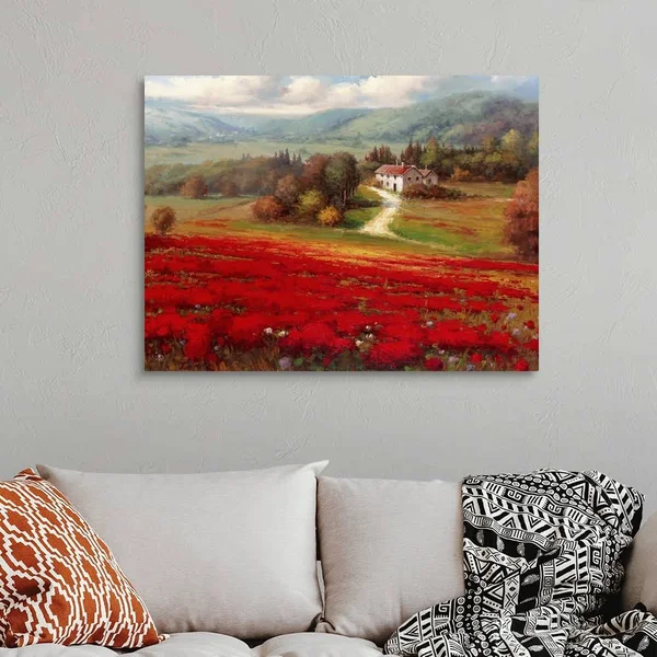 Canvas Wall Art entitled Poppy Fields Afar - 40x30