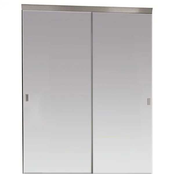 Mirrored Sliding Closet Doors Custom Door and Mirror Hardware Finish: Chrome, Size: 60x22 x 80x22