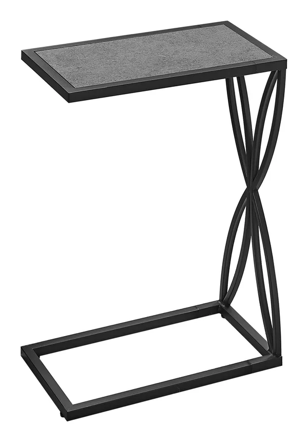 Monarch Specialties Accent Table - 25x22H, Grey Stone-Look, Black Metal