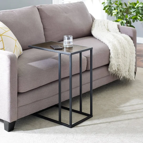 20x22 Modern Two-Tone C Side Table with Metal and Wood Mocha - Saracina Home