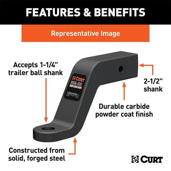 Curt Commercial Duty Forged 8x22 Drop Ball Mount - 45460